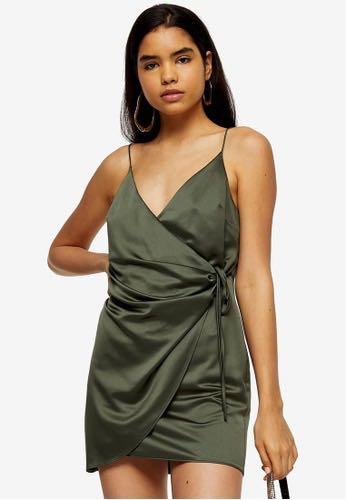 Topshop olive slip dress online