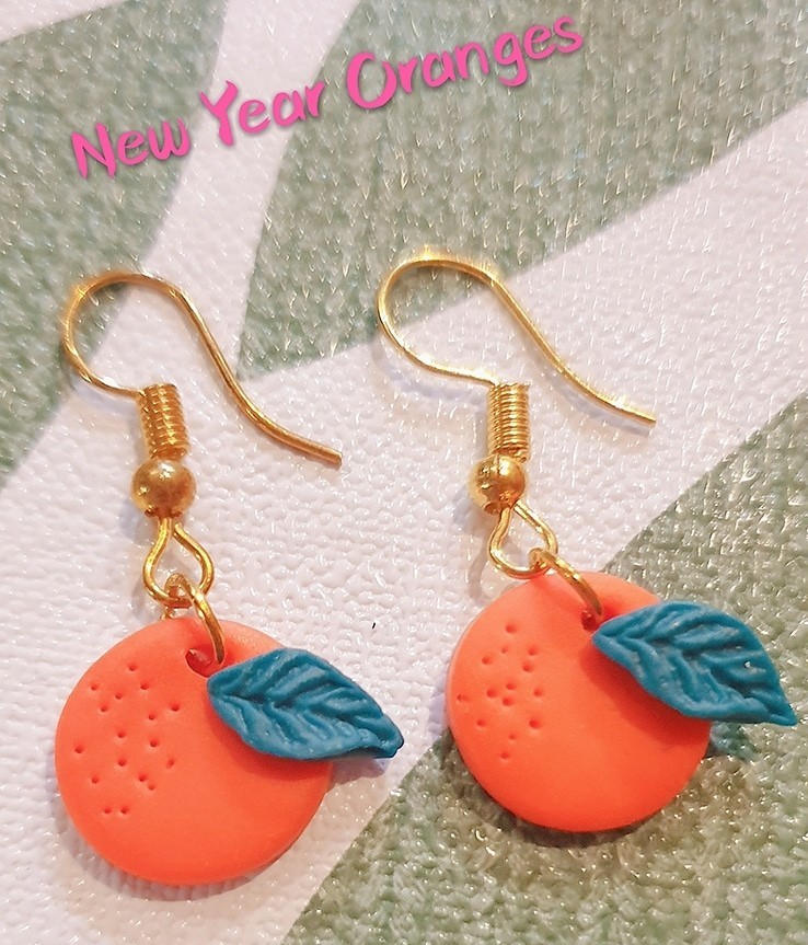 Orange polymer clay earrings hot sale