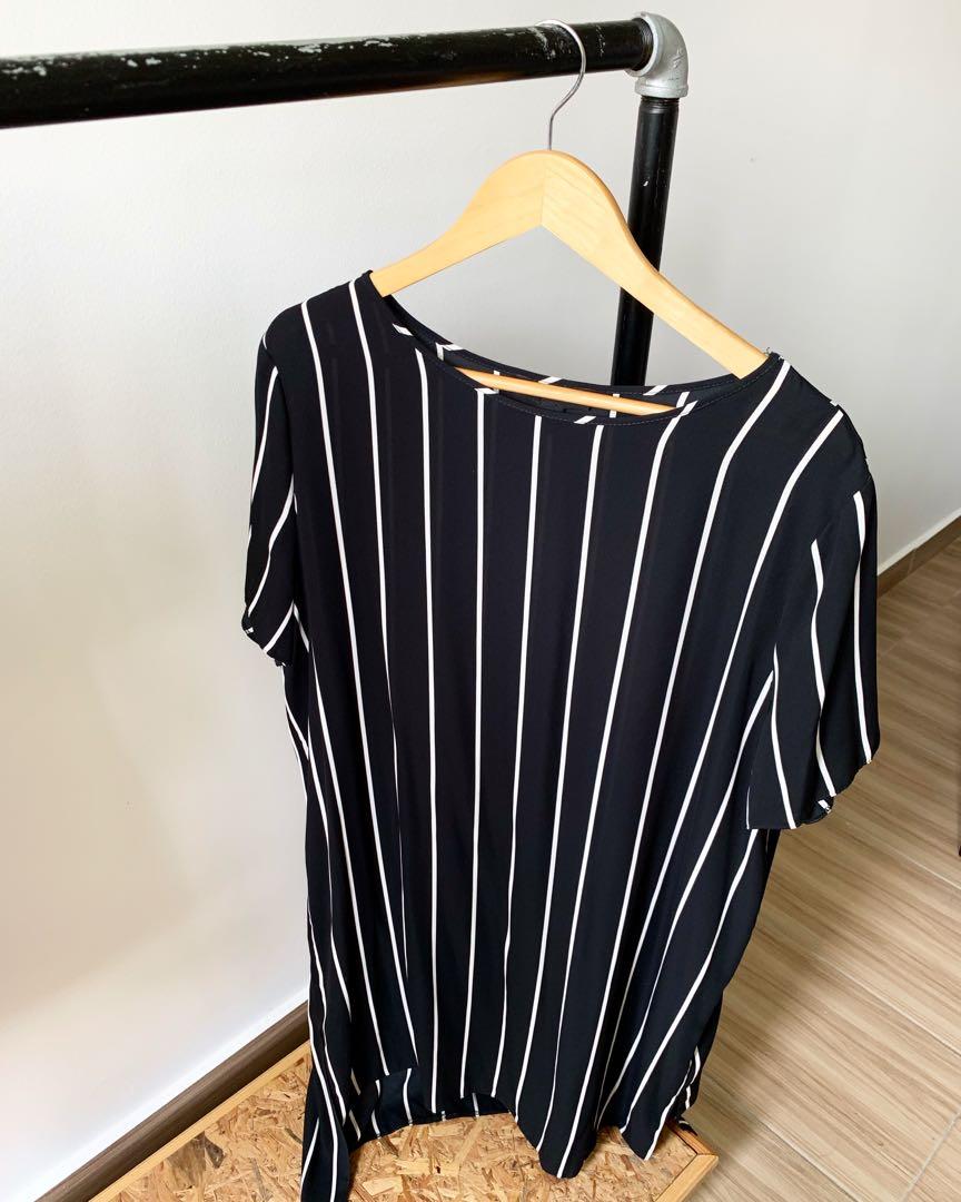 Primark black and sales white striped dress