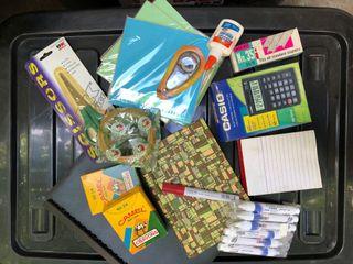School supplies set - papers, scissors, glue, correction fluid