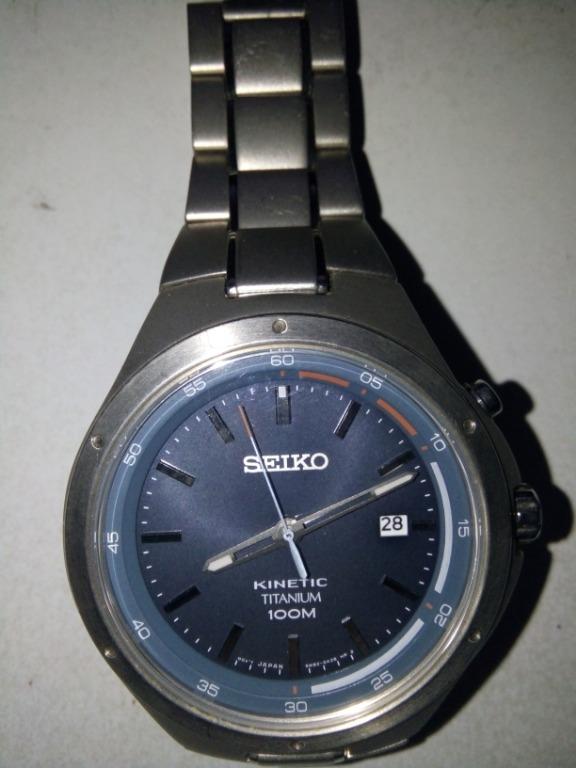 SOLD) SEIKO KINETIC ~ TITANIUM ~ 100M W/R 10-bar 5M82-0AT0 ~ Men's Blue  Dial Date, Men's Fashion, Watches & Accessories, Watches on Carousell