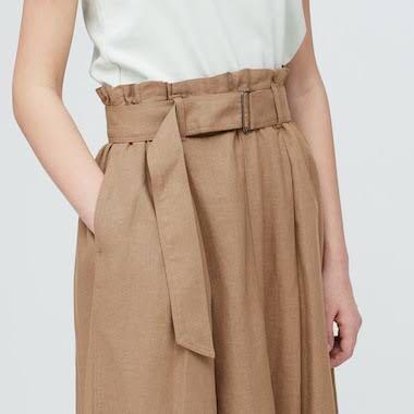 UNIQLO Belted Linen Rayon Wide Pants, Women's Fashion, Bottoms, Other  Bottoms on Carousell