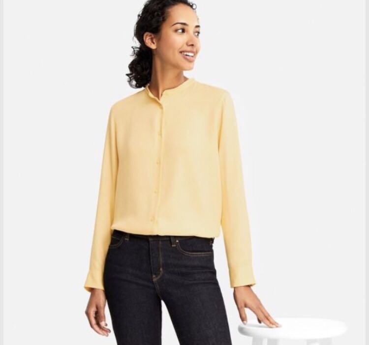 Uniqlo Pale Yellow Rayon Long Sleeve 