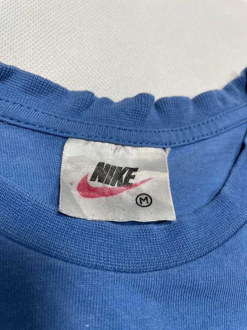 vintage Nike shirt big swoosh logo blue red 90s, Men's Fashion, Tops ...