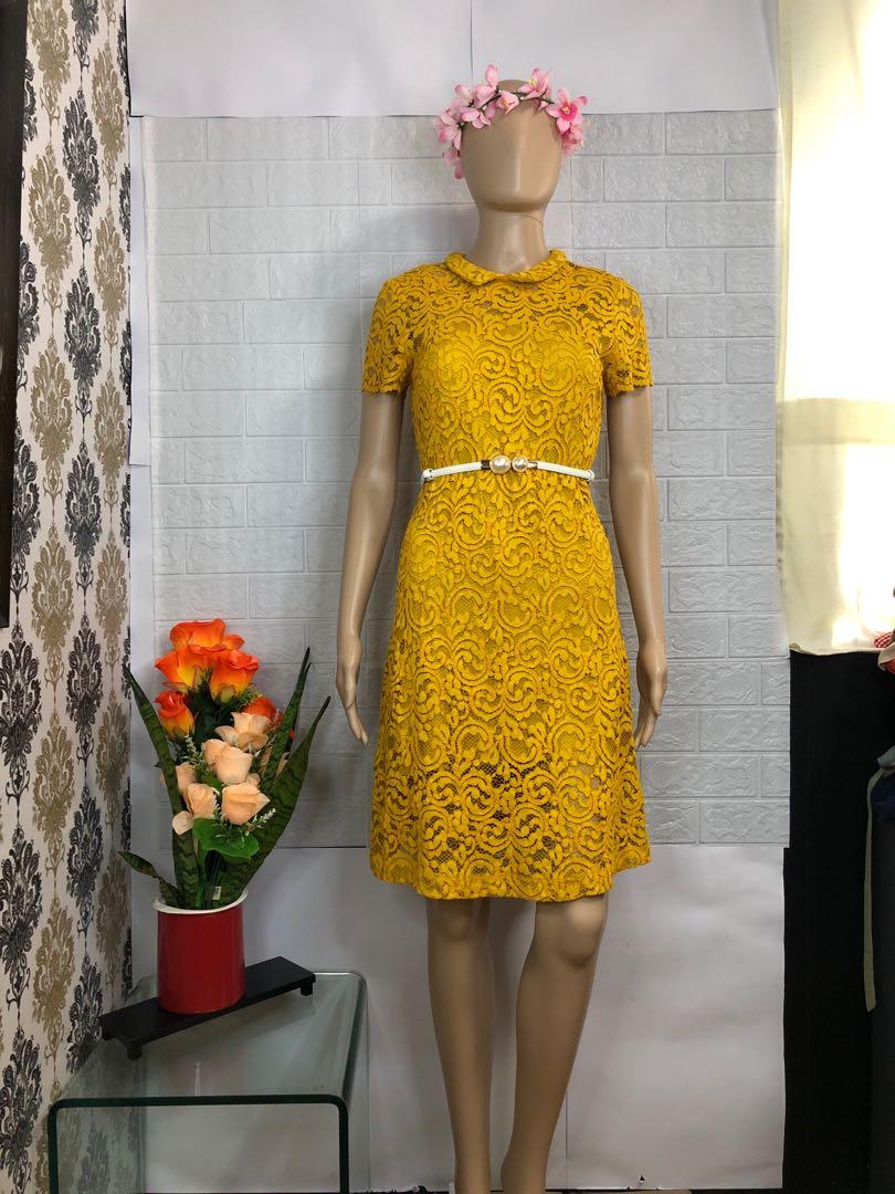 chinese dress ladies ZARA. Mustard lace dress TM – Hibuy market main image 0