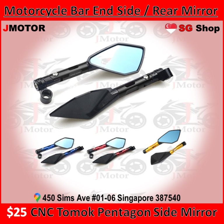 25 Cnc Tomok Pentagon Side Mirror Motorcycles Motorcycle Accessories On Carousell