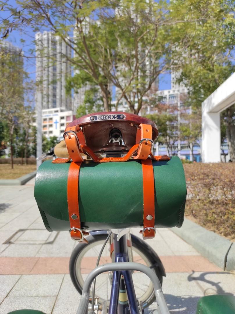 復古單車皮袋vintage Bike Bag 真皮全手作diy 尾袋座墊包適合折疊車小輪徑brooks Brompton Dahon 英倫 運動產品 單車 Carousell