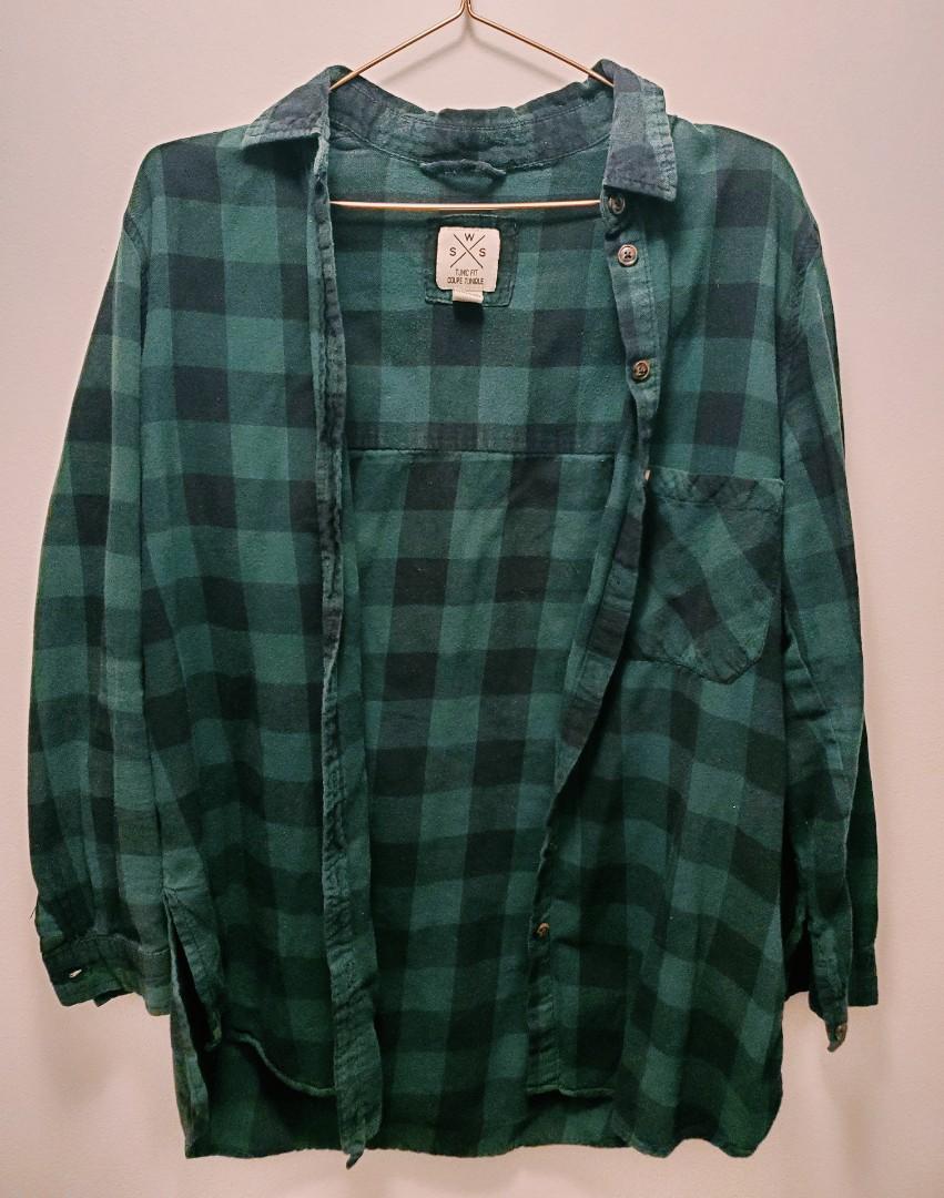 baggy plaid shirt