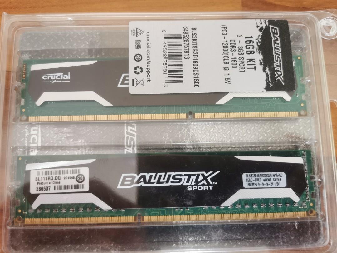 Ballistix Sport 16GB 2 x 8GB 240 Pin DDR3 SDRAM DDR3 1600 PC3 12800