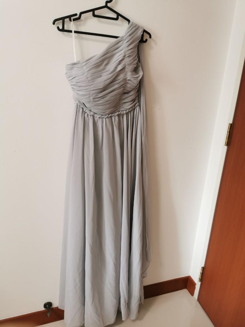 Bridesmaid Maxi Dress Ash Grey Women S Fashion Muslimah Fashion Dresses On Carousell