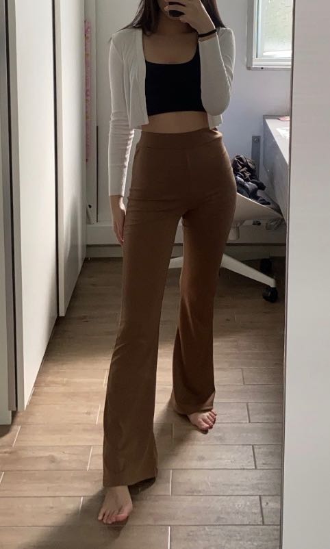 brown flared pants, Women's Fashion, Bottoms, Other Bottoms on Carousell