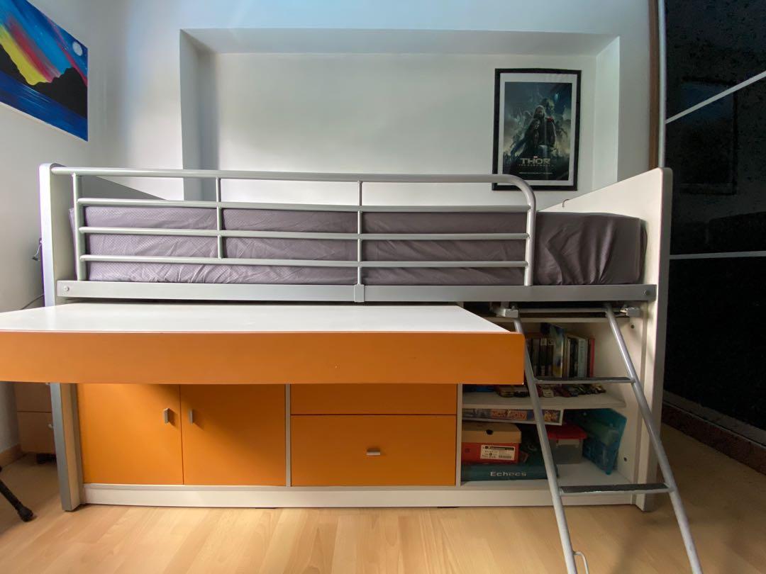 Bunk Bed Desk Combo, Furniture & Home Living, Furniture, Bed Frames &  Mattresses On Carousell