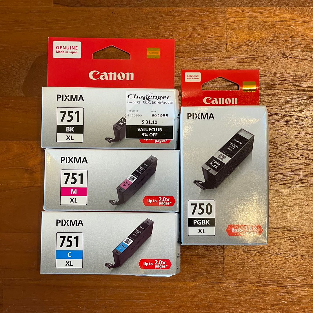 Canon Pixma 750 / 751 XL Ink, Computers & Tech, Printers, Scanners ...