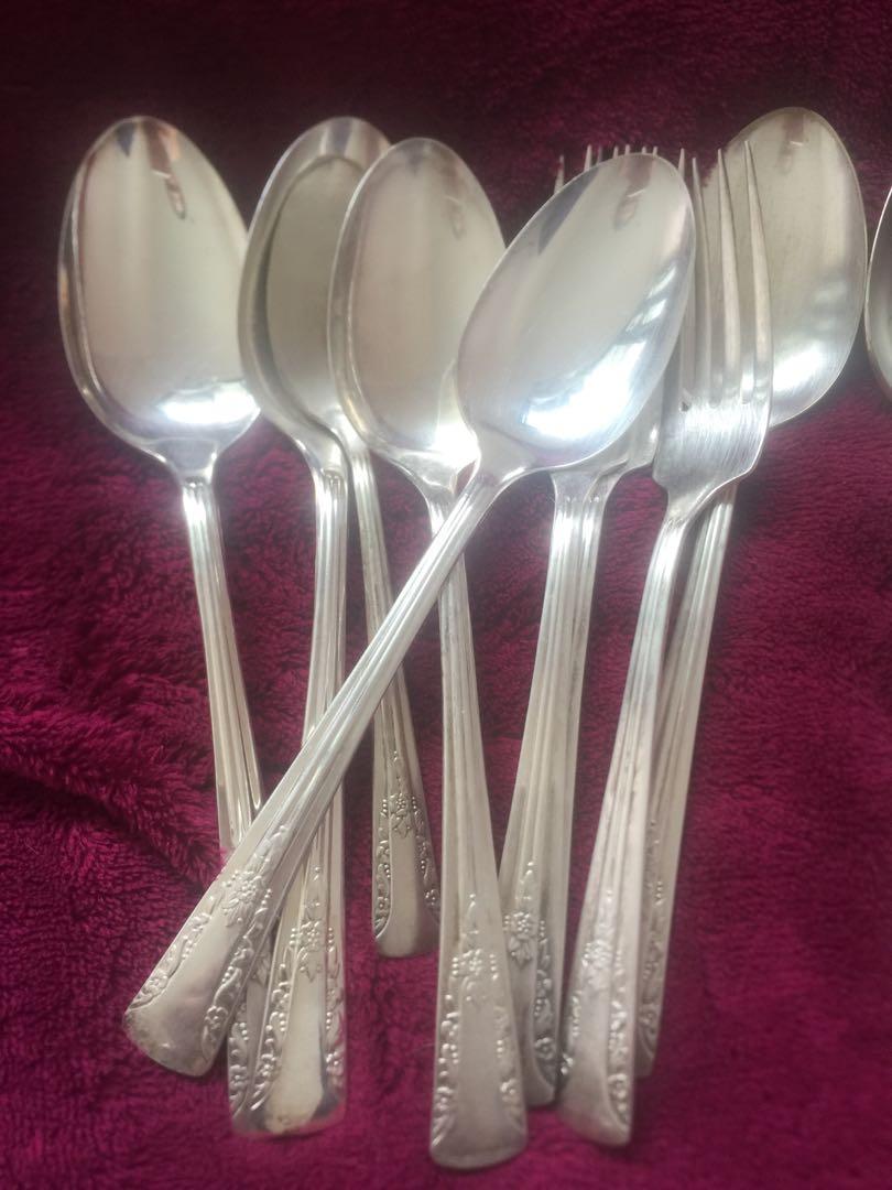 Carlton and Camelia spoon and fork (Category: Dinnerware & Cutlery) located in Manila. Submitted by zapote4323 (Listing ID 1066453001, Image 2). Description: 500 each silver plate Camelia and Carlton USA made spoon,fork and teaspoon. 1898,1930 and 1940 preowed cutlery..