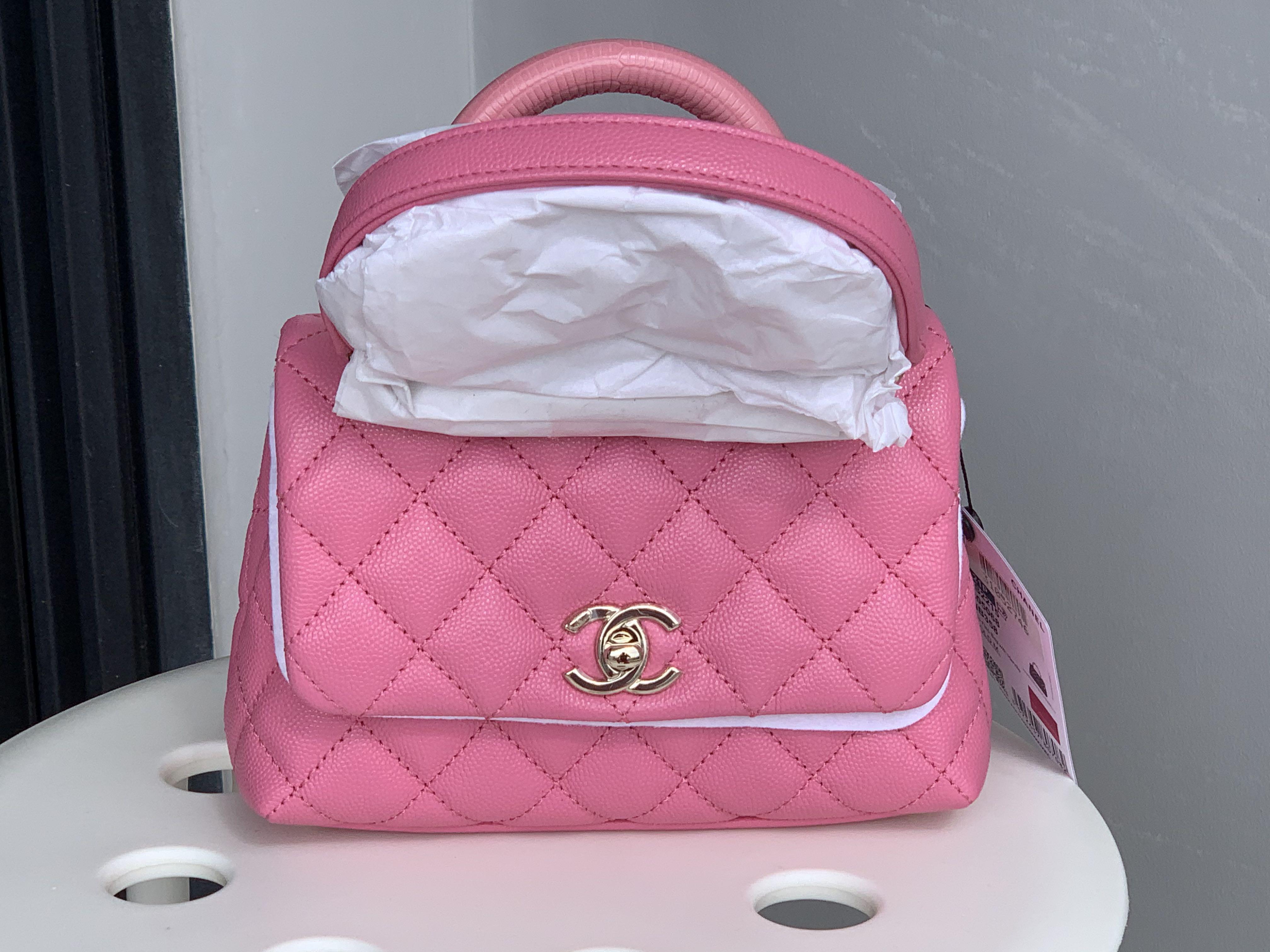 21p Rose Pink Chanel Coco Handle Extra Mini In Caviar With Pale Gold Hardware Luxury Bags Wallets On Carousell