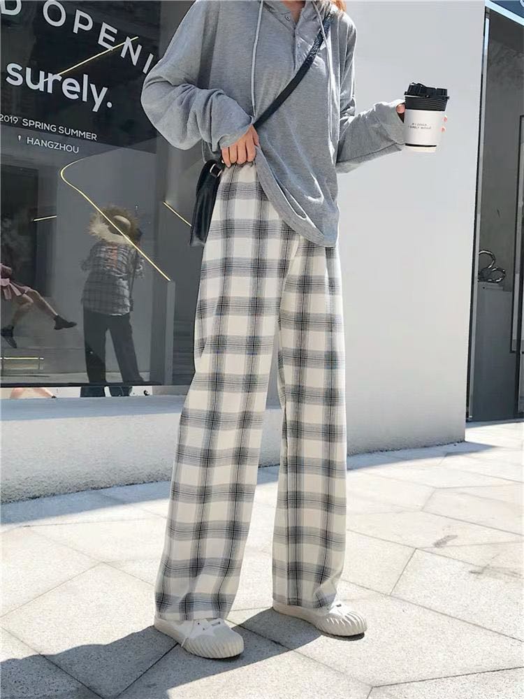 Long checkered hot sale pants