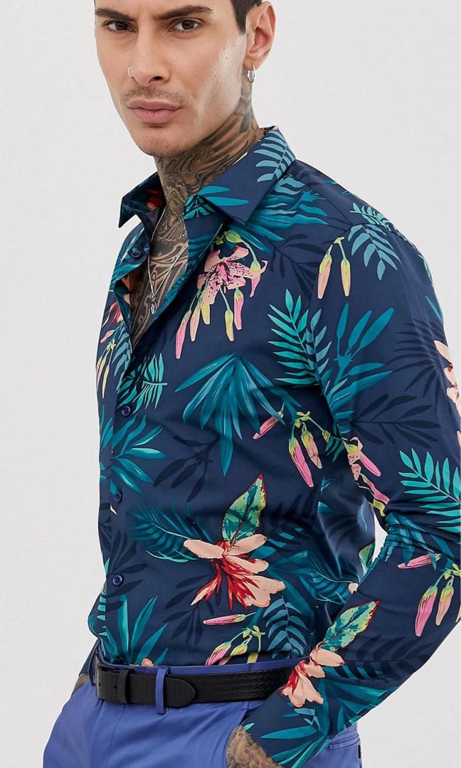 Devil advocate floral Long sleeve shirt not batik Men s Fashion