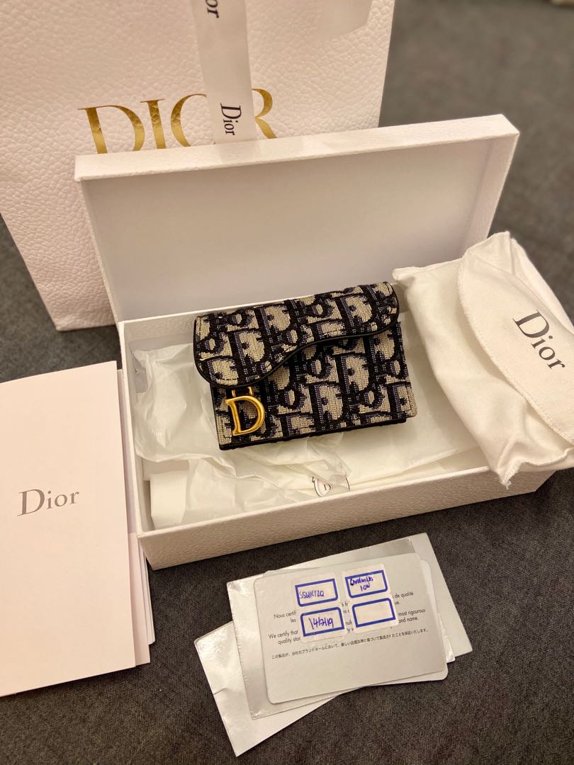 Saddle Flap Card Holder Blue Dior Oblique Jacquard 2024 favors