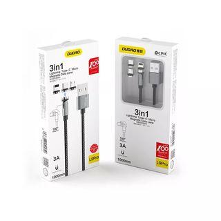 Dudao 3 in 1 Lightning Type C Micro Magnetic Data Cable 3A ( 1000mm)