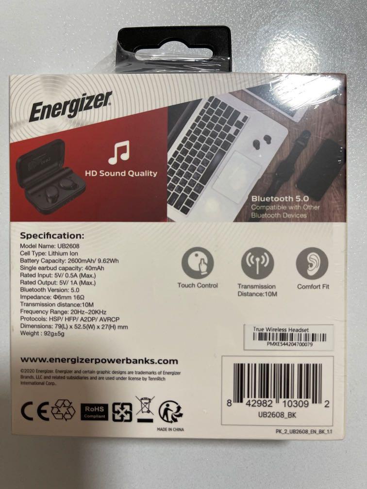 Energizer UB2608 True Wireless Earbuds with 2600mAh Power Bank