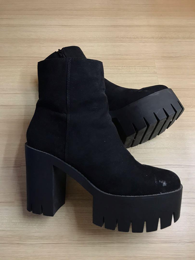 H M Black Platform Ankle Boots Women s Fashion Footwear Boots