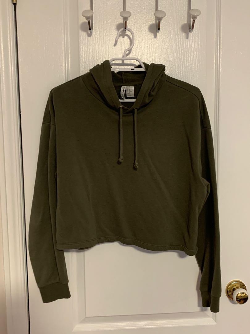 Olive green crop hoodie Clearance