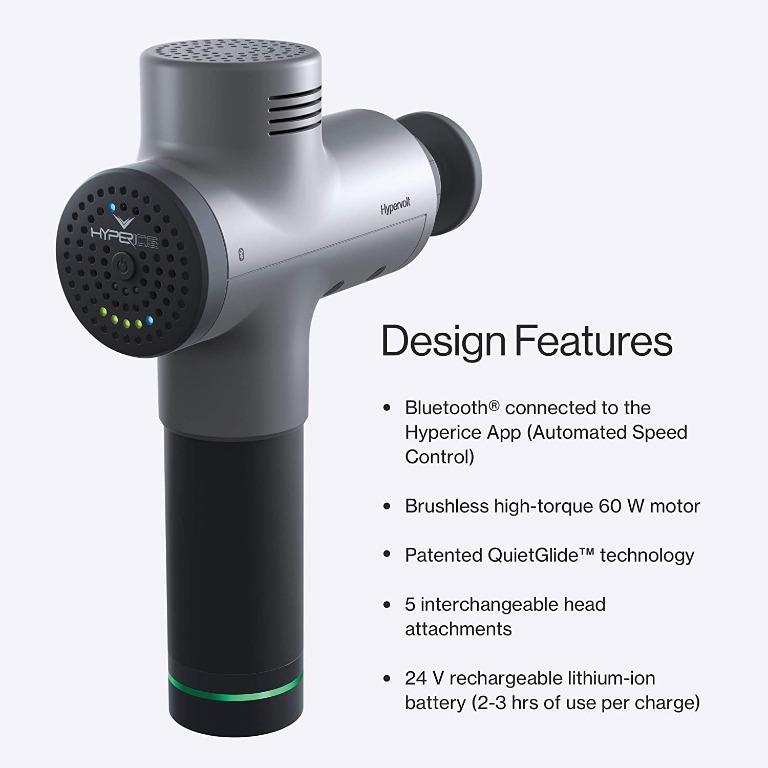 Hypervolt Bluetooth, Featuring Quiet Glide Technology - Handheld Percussion Massage Gun | 3 Speeds, 5 Interchangeable Heads | Helps Relieve Sore Muscles and Stiffness (Hypervolt w/ Bluetooth) (Category: Massage Devices) located in Singapore. Submitted by sg.lobangking (Listing ID 1066485058, Image 3). Description: BLUETOOTH ENABLED: The Hypervolt massager seamlessly syncs with the Hyperice App to help guide you through pre-built, or custom recove