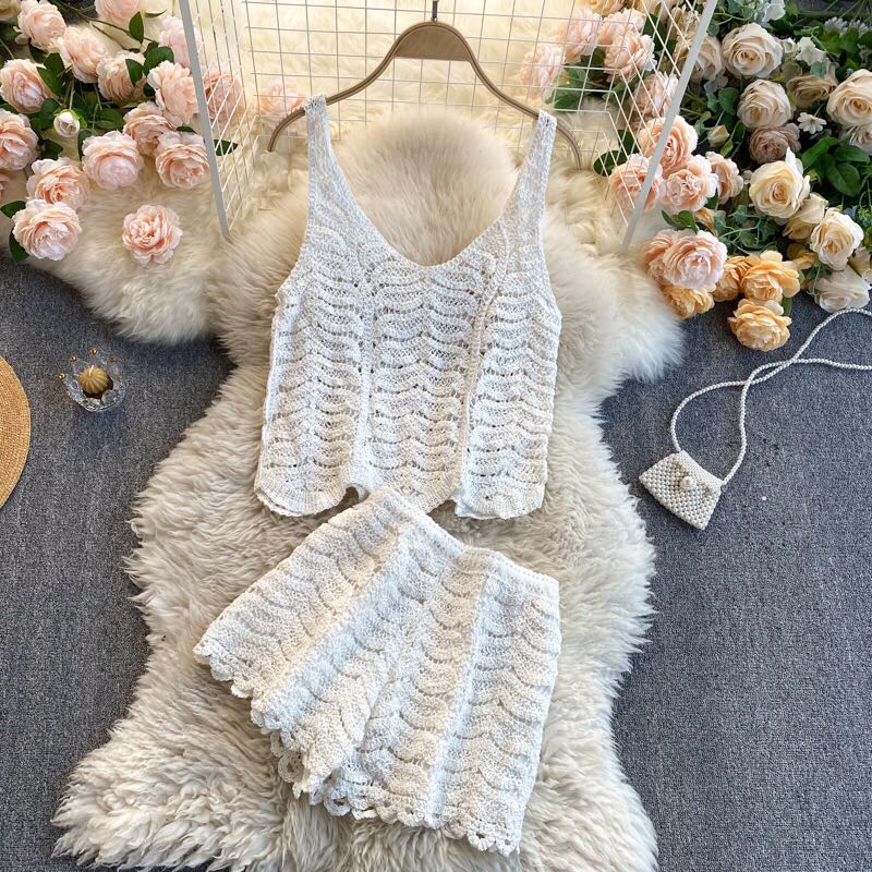 Korean Crochet Coords, Women's Fashion, Dresses u0026 Sets, Sets or Coordinates  on Carousell