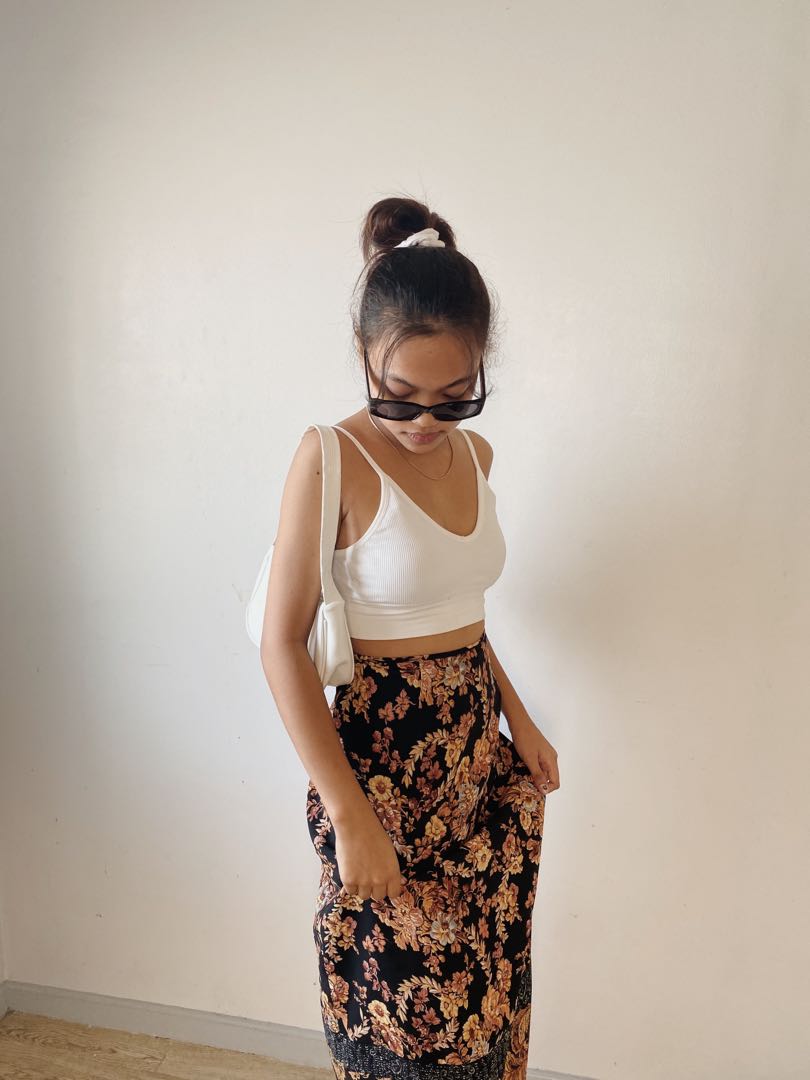 long floral skirt