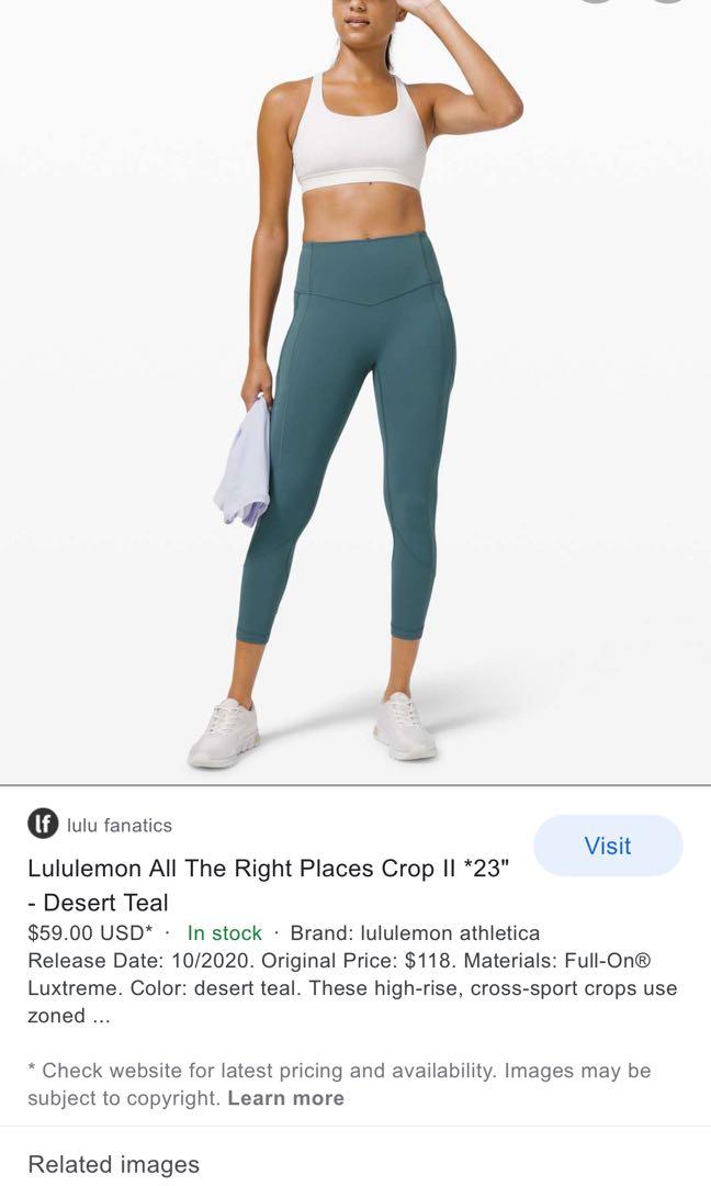 Lululemon all the right places crop 23”, Women's Fashion, Activewear on  Carousell