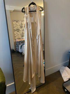 Misha Size 8 Champagne Silk Wrap Dress