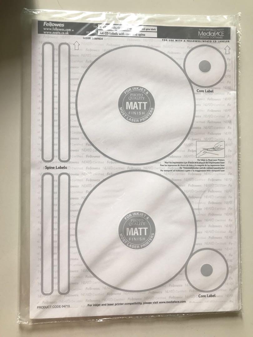 Neato CD & DVD labelling system + 21 matte labels, Everything Else For Neato By Fellowes Cd Label Template