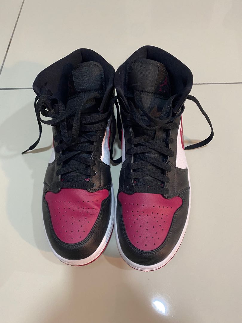 Air jordan 1 retro mid bred toe black noble red white sales