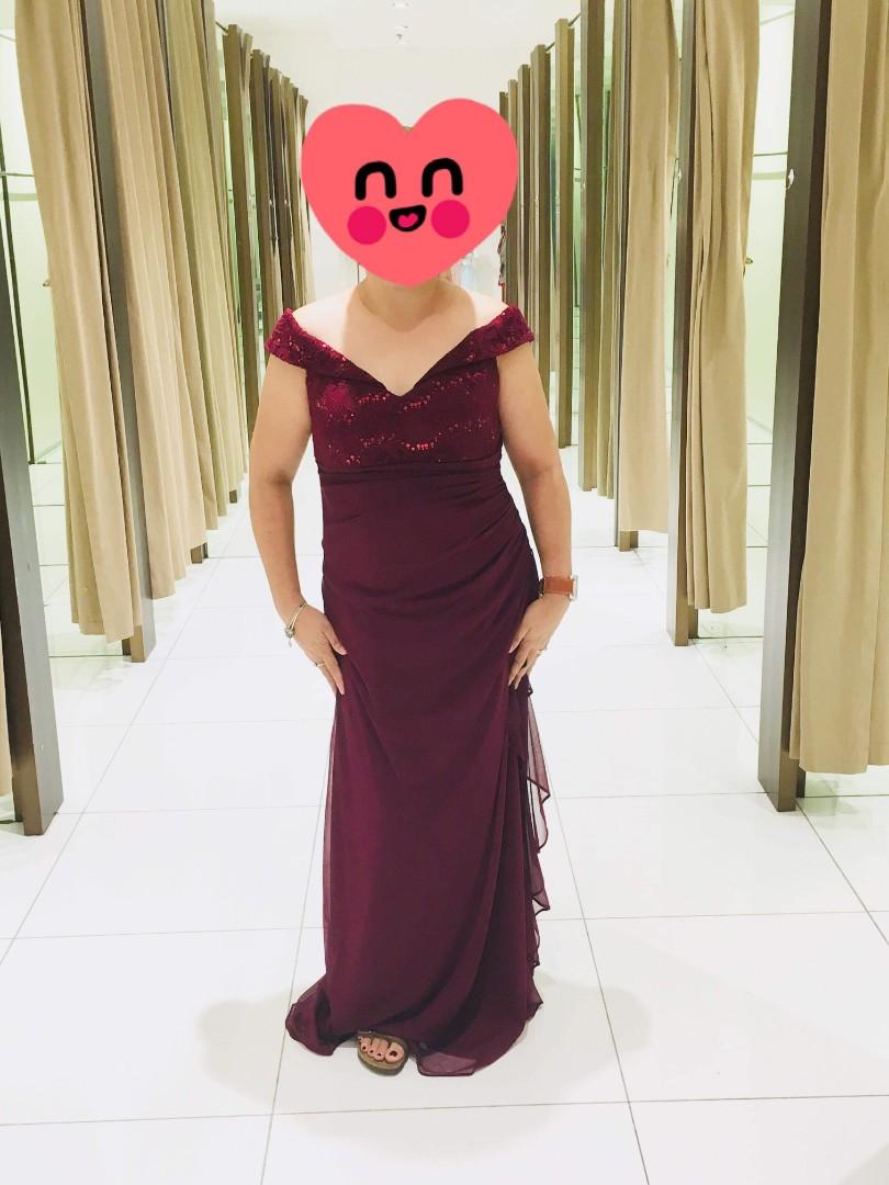 Maroon gown for ninang 2025