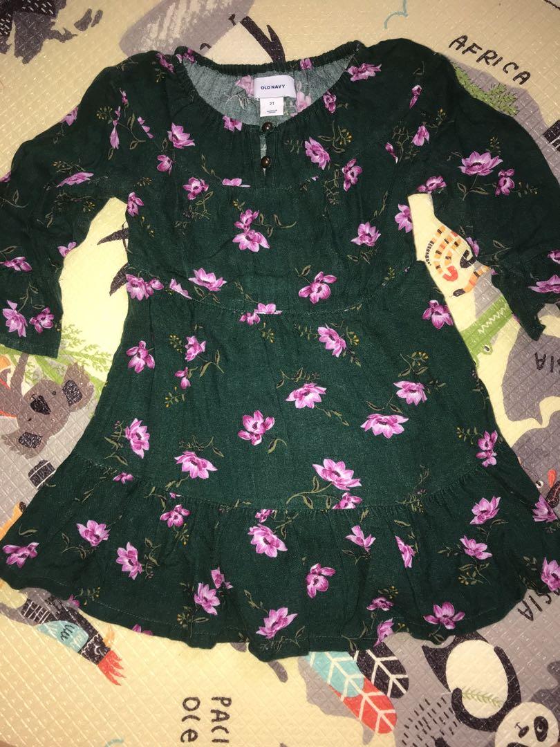 old navy green floral dress
