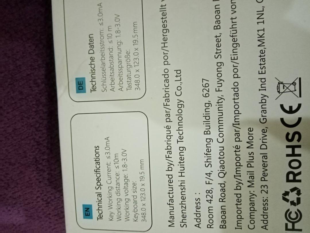 OMOTON WIRELESS BLUETOOTH KEYBOARD (WK002), Computers & Tech, Parts