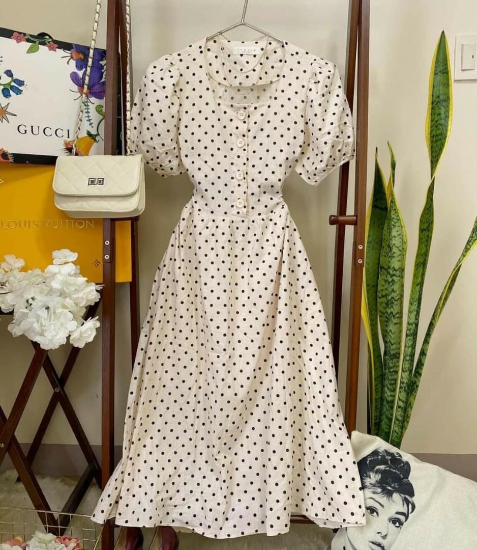 Polka dot on sale dress puff sleeves