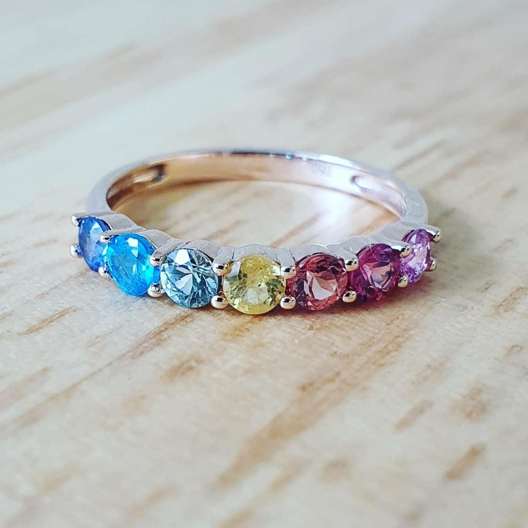 Rainbow sapphire deals eternity band