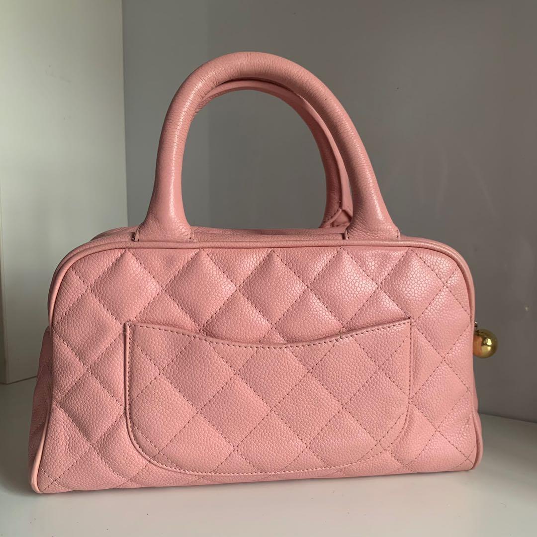 [RARE] Sakura Pink Chanel Mini Boston Bag CC Top Handle in Caviar