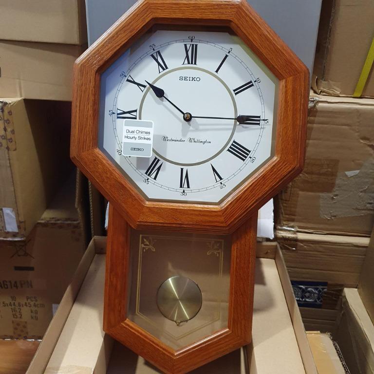 Seiko QXH110BN QXH110B Wooden Case Chimes Pendulum Wall Clock, Furniture &  Home Living, Home Decor, Clocks on Carousell