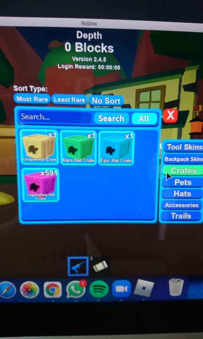Selling A Bunch Of Good Mythical Mining Sim Stuff For Robux Money Toys Games Video Gaming In Game Products On Carousell - 075 robux registration