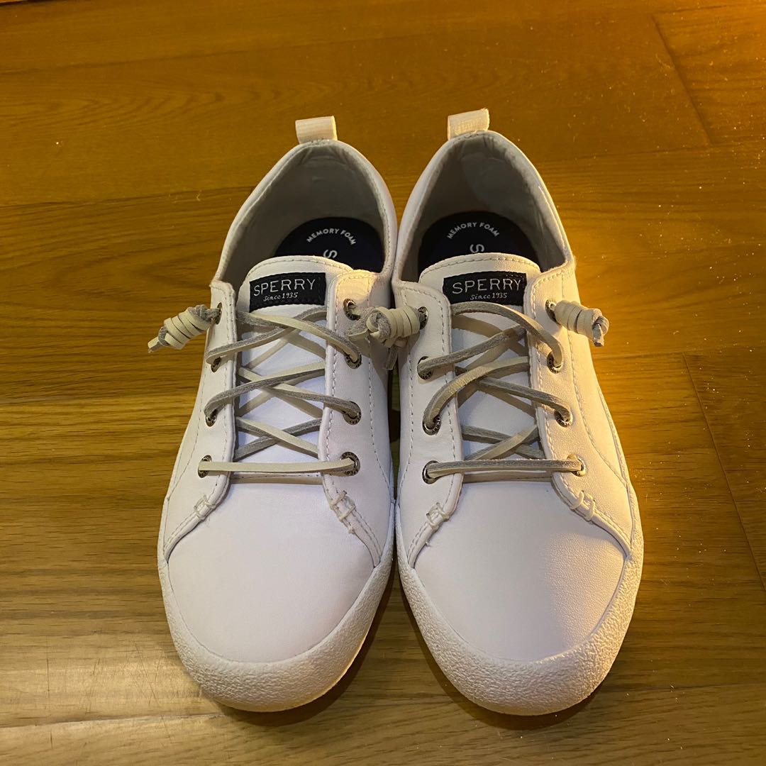 95 New Sperry Top Sider White Leather Slip On Boat Shoes 帆船鞋crest Vibe Ap 小白鞋us 8 Eu 39 25cm 女裝 女裝鞋 Carousell