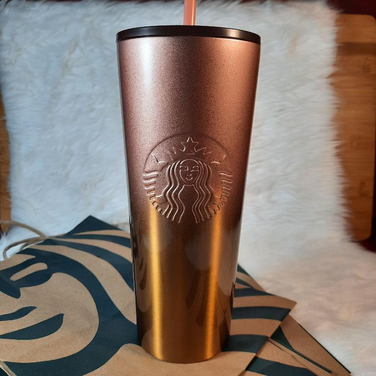 Rose Gold and White Ombre Sequin 24oz Tumbler Venti