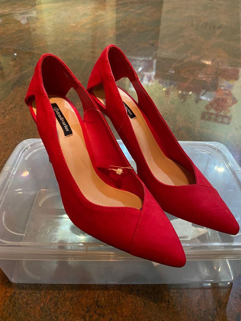 Stradivarius red pumps heels, Women's 