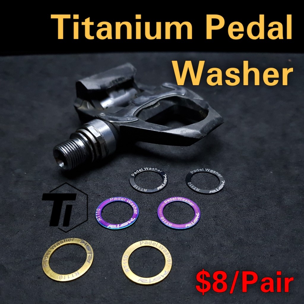 Titanium Pedal Washer Dura Ace Ultegra 105, look keo , speedplay, Garmin Vector 3, Bicycles