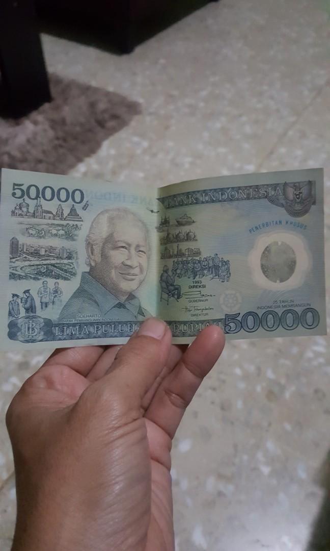 Uang Kertas Polimer 50 Ribu Rupiah Tahun 1993 Soeharto Penerbitan