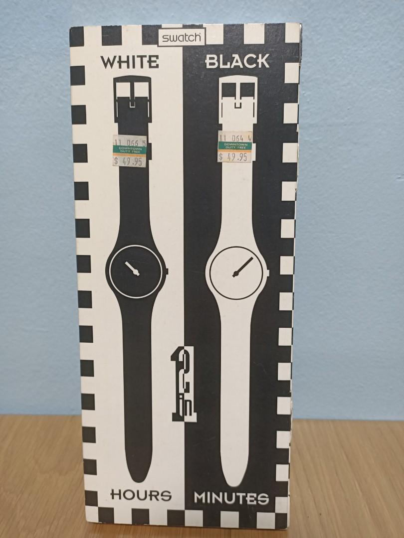 Swatch white on sale hours black minutes