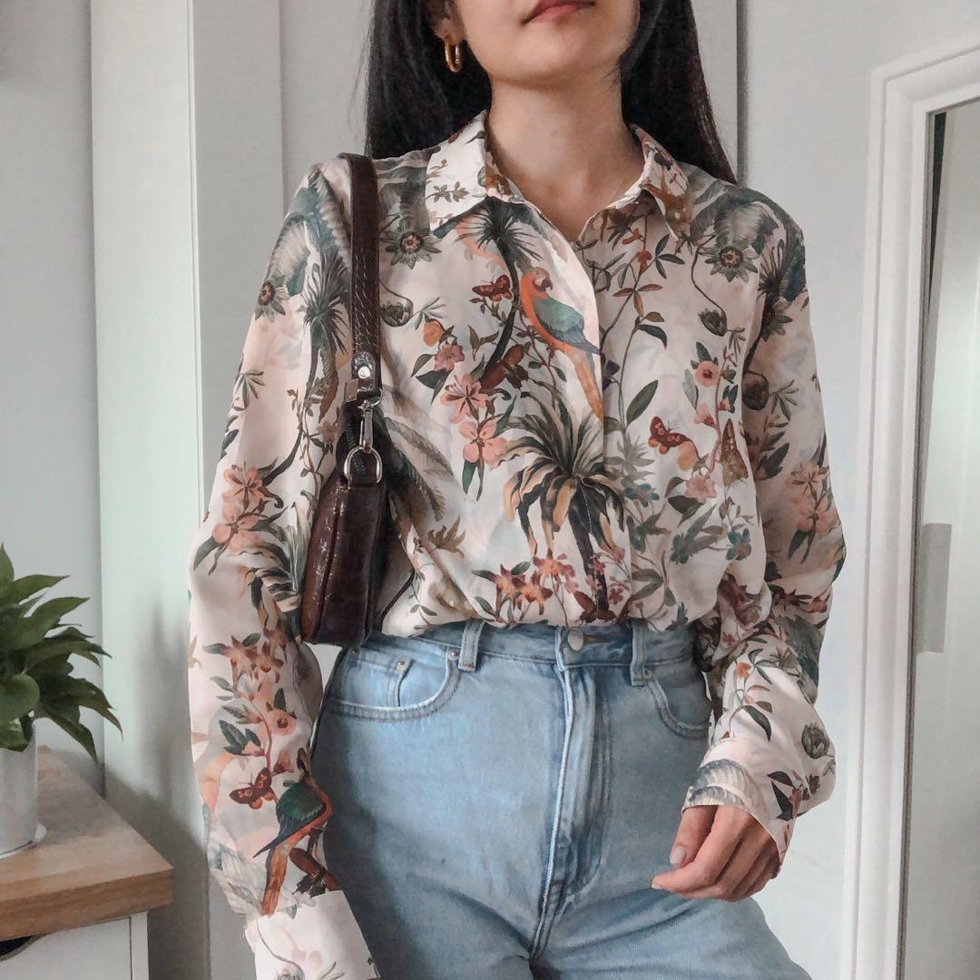 flowered chiffon tops