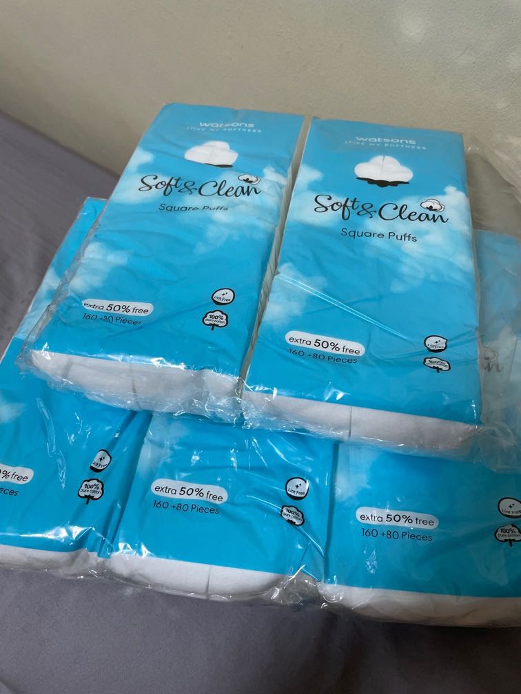 Watson Facial Cotton Puffs Cotton Pads, Beauty & Personal Care, Face, Face Care on Carousell