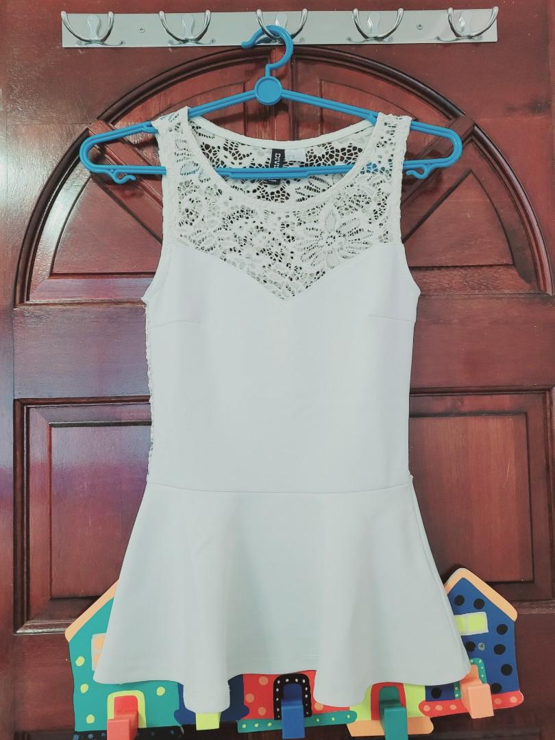 ?White floral Peplum Top, Women's